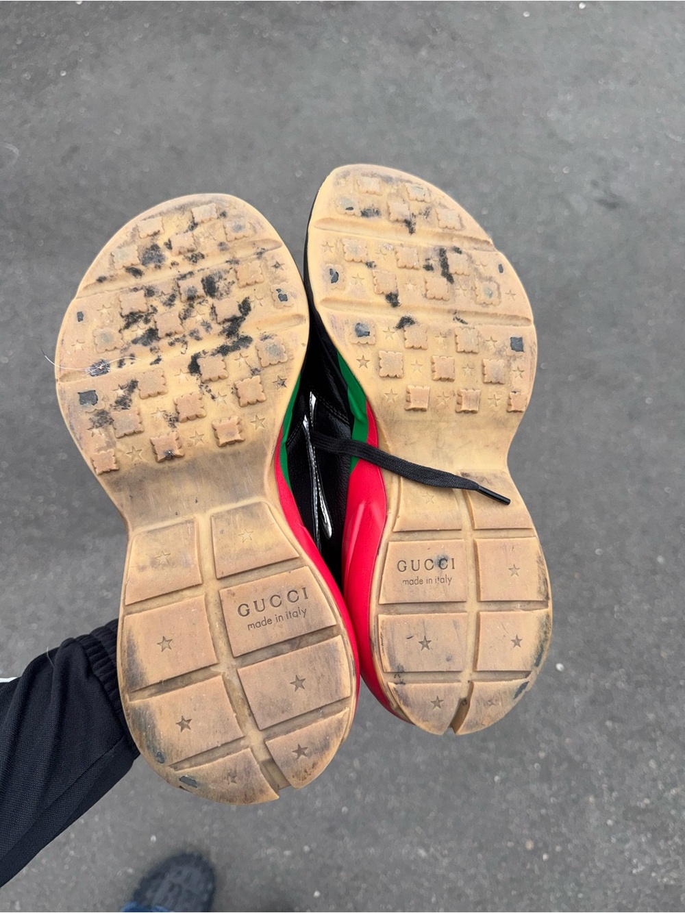 Gucci Rython Leather Mesh Sneakers - Picture 7 of 9
